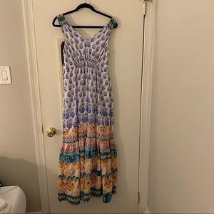 Anthropologie Paisley Plunge Neck Maxi Dress